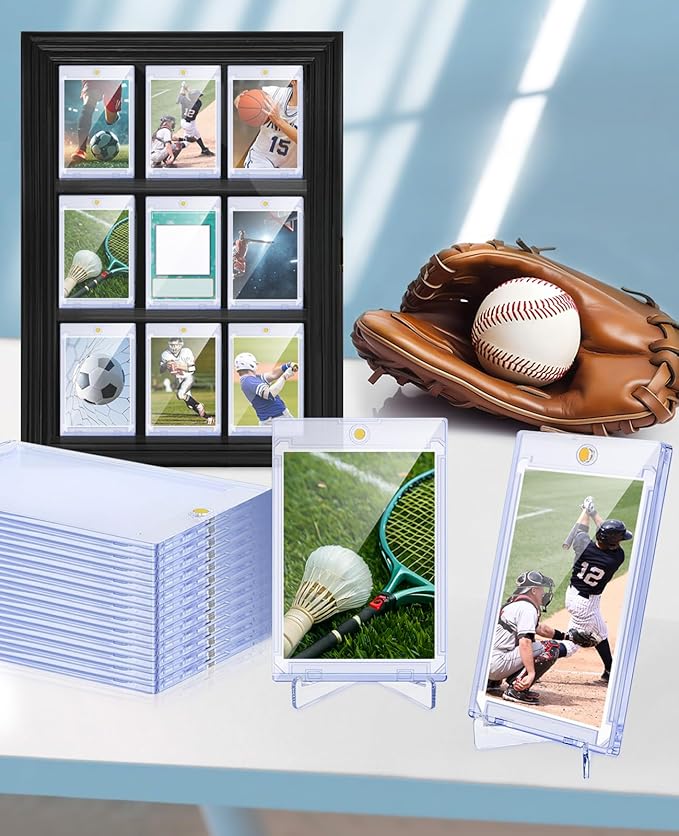 25ct Magnetic Card Holders: 35 pt Magnetic Cards Case for Trading Cards, U-V Protection Hard Plastic Card Protectors for Sports, Baseball, Game, Standard Display