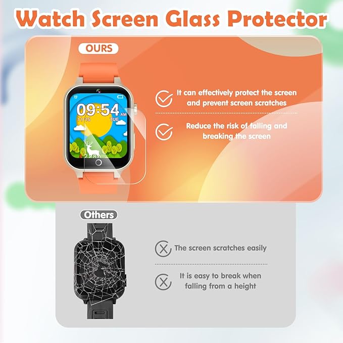Kids Games Watch, with 26 Puzzle Games, Touch Screen, HD Camera, Alarm Clock, Toys for Ages 3-12 Years Old.Birthday Gift for Boys Girls (Orange)