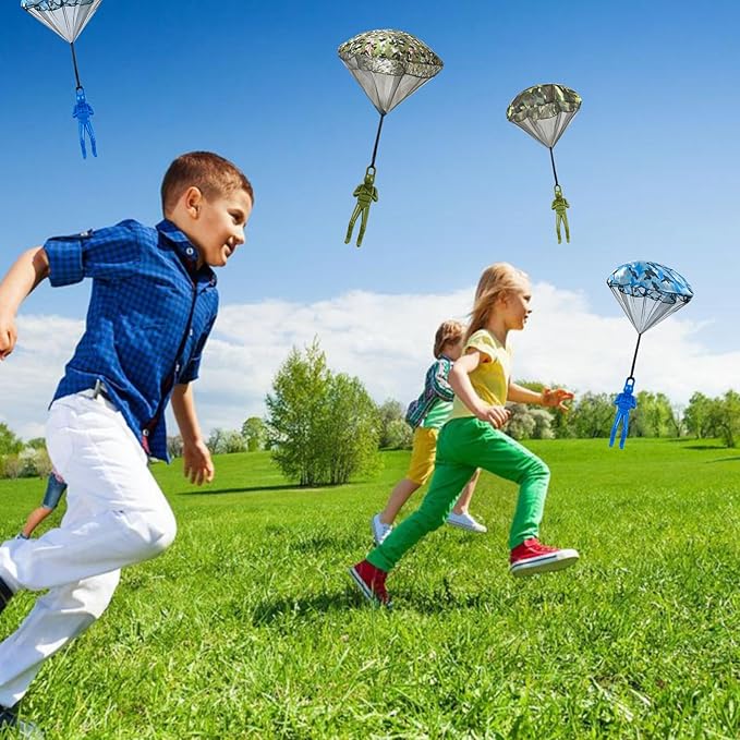 6PCS Army Camo Parachute Toys Hand Throwing Kids Outdoor Games Toys ,Army Men Action Figures Tangle Free Throwing Toy Parachute Outside Gifts for Kids Ages 3-16
