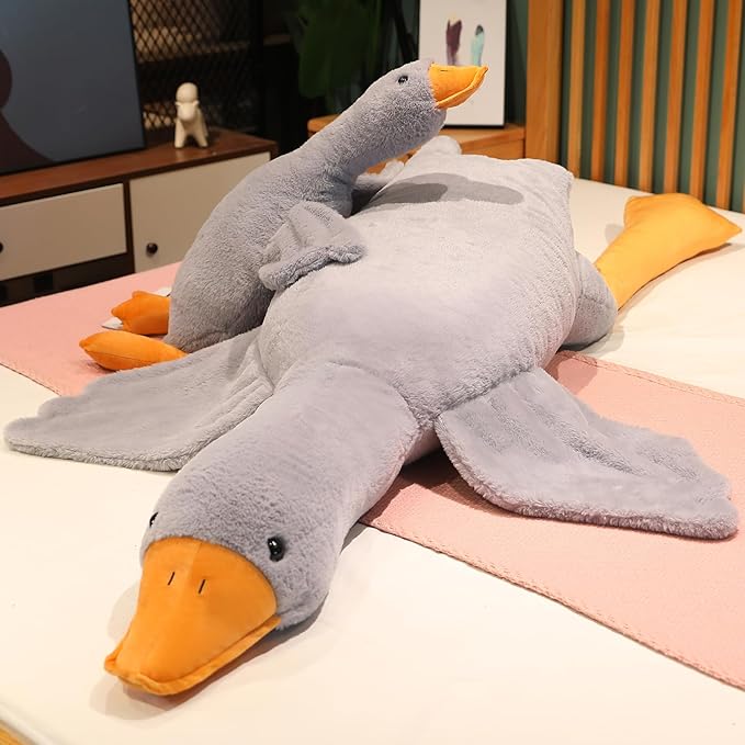 Swan Stuffed Animal, 74.8" 4.85 lbs Swan Plush Toy Large Goose Stuffed Animal Plush Pillow Grey Big Duck Stuffed Animals Plush Toy Gifts for Kids, Bed Sleeping