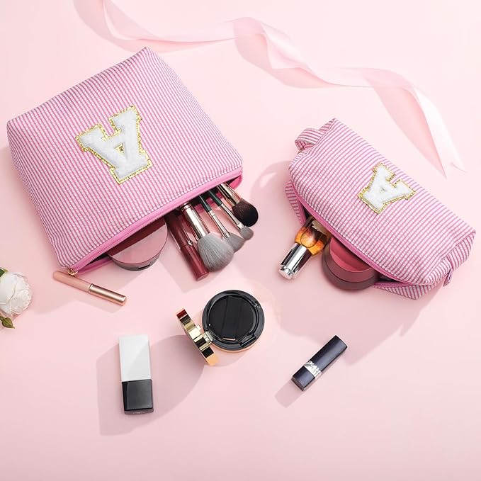 YOOLIFE Birthday Gifts for Women Girls - Personalized Initial Cute Pink Makeup Bags Cosmetic Bag Make Up Bag Toiletry Pouch Gift for Women Her Friend Mom Teacher Sister Teenager Female Bridesmaids Z
