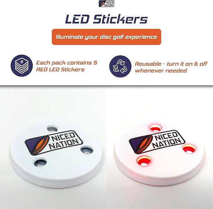 Red LED Stickers for Disc Golf Discs and Baskets – Play Disc Golf at Any Time of Day, Even in The Dark
