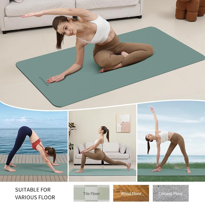 Extra Wide & Thick 8mm Yoga Mat, 72"x31.5" Large Non Slip Exercise Mat, Premium POE Material for Superior Cushioning & Stability, with Strap for Home Gym, Pilates