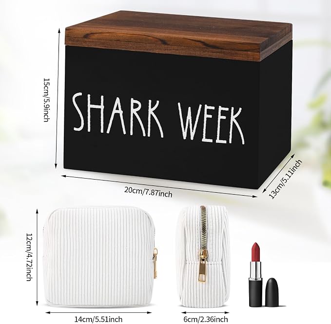 Tampon Holder and Feminine Products Organizer for Bathroom, Shark Week Storage, Dispenser, Farmhouse Container, Accessories Box for Girl Stuff