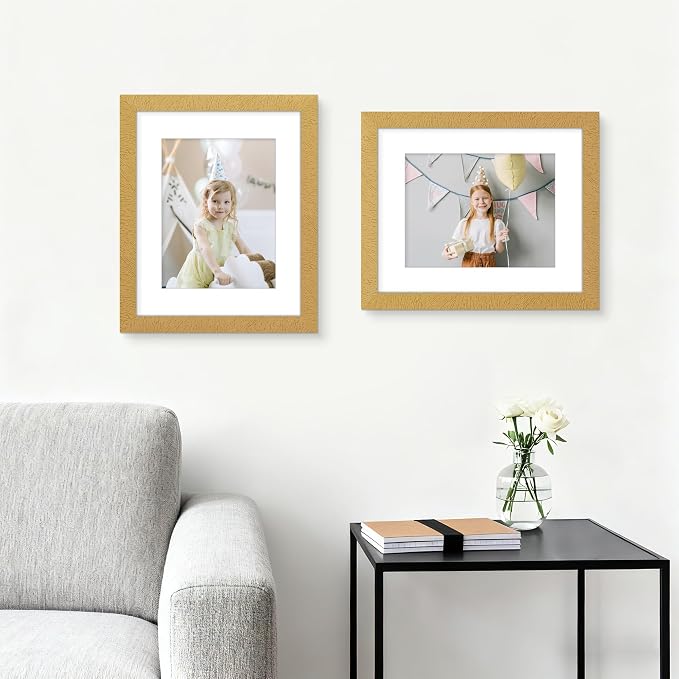 Picrit 12x16 Picture Frame Set of 12, Display 8.5x11 with Mat or 12x16 without Mat, Photo Frames for Wall Mounting Display, Gold