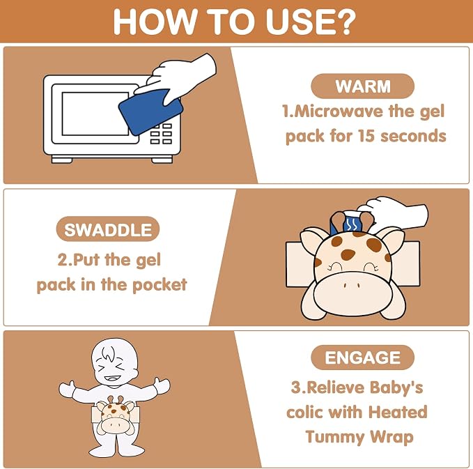 Baby Colic, Gas and Upset Stomach Relief - Heigoeost Newborns Heating Pad Colic Belly Belt for Babies Gas & Colic Tummy Relief, Baby Heated Tummy Wrap for Colic, Gas, Upset Stomach Infants Relief