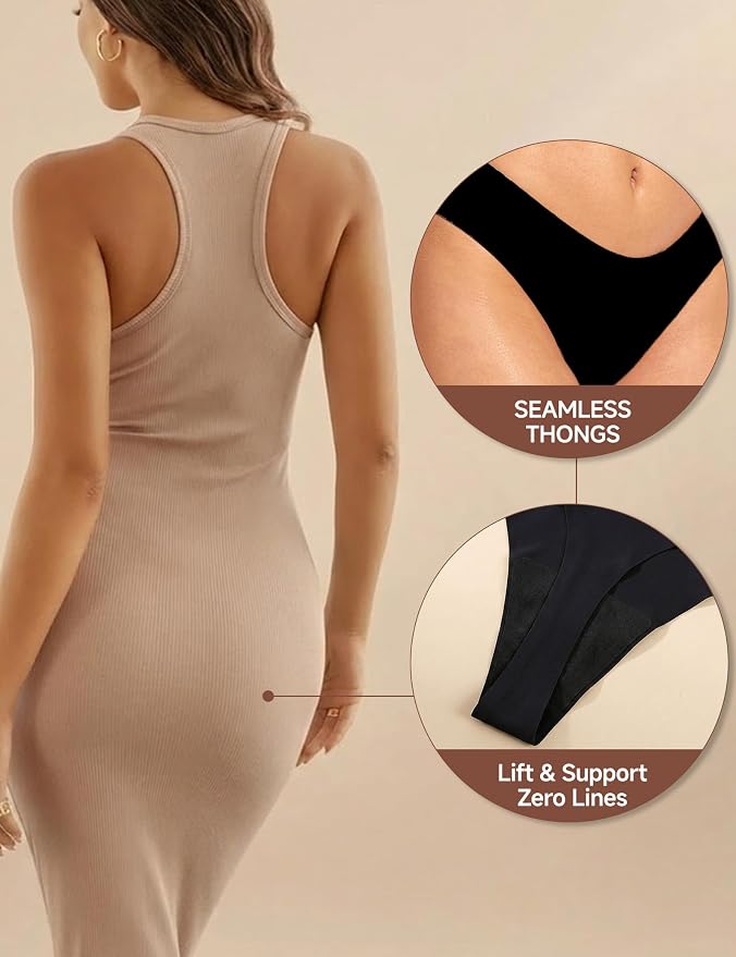 Seamless Thongs for Women G-string Thong No Line Workout Cotton Panty Liners Underwear Undies Fashion Clothing