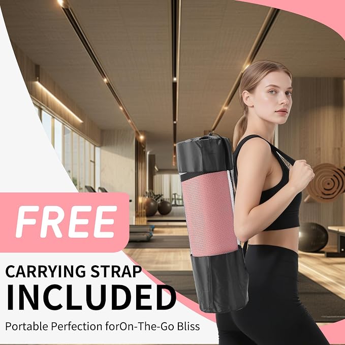 Thick and Wide Yoga Mat 72''x24''/35''(8mm/10mm) for Women and Men, Durable & Cushioned Yoga Mat with Carrying Strap for Pilates, Stretching and Home Workout