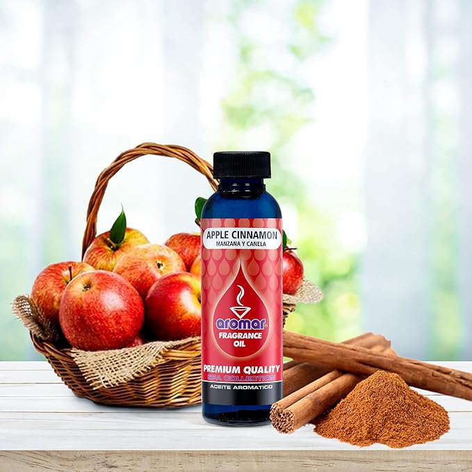 AROMAR Premium Fragrance Oil, 4oz Bottle 3 Pack Long Lasting Aromatic Scent, Fresh and Revitalizing Aromatherapy for Living Room, Bedroom, and Kitchen 12oz Apple Cinnamon