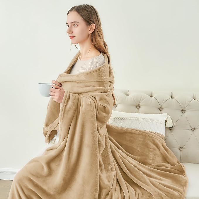 BEDELITE Fleece Blanket Soft Plush Queen Bed Blanket Light Camel 90"x90" | Ultra Soft Fleece, Plush Microfiber, Lightweight Warmth, All Season Comfort, Fade Resistant, Machine Washable,Perfect for Bed