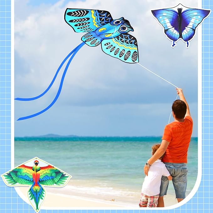 Leitee 6 Pack Large Kite for Kids and Adults Butterfly Kite for Kids Age 4-8-12 Dragonfly Owl Parrot Eagle Goldfish Teens Toy Easy to Fly for Game Beach Outdoor Activities Gifts(Cool Style)