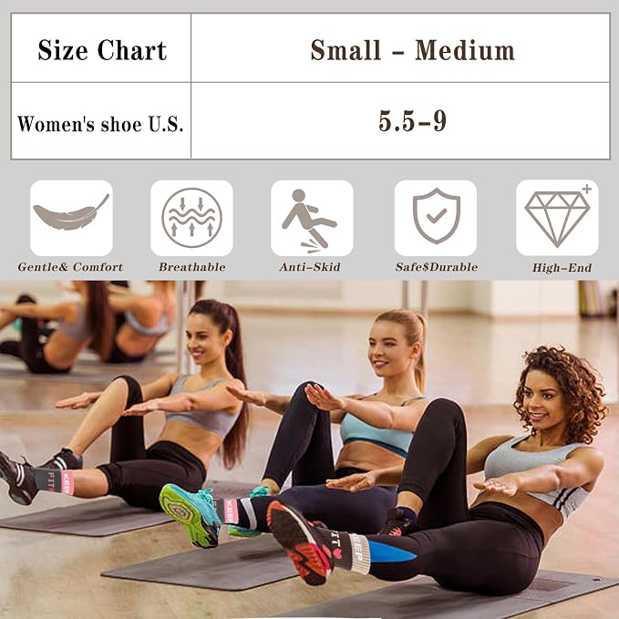 loudashuaiqi Grip Pilates Socks Non Slip Athletic Yoga Socks with Grips for Women Grippy socks for Hospital Workout Barre