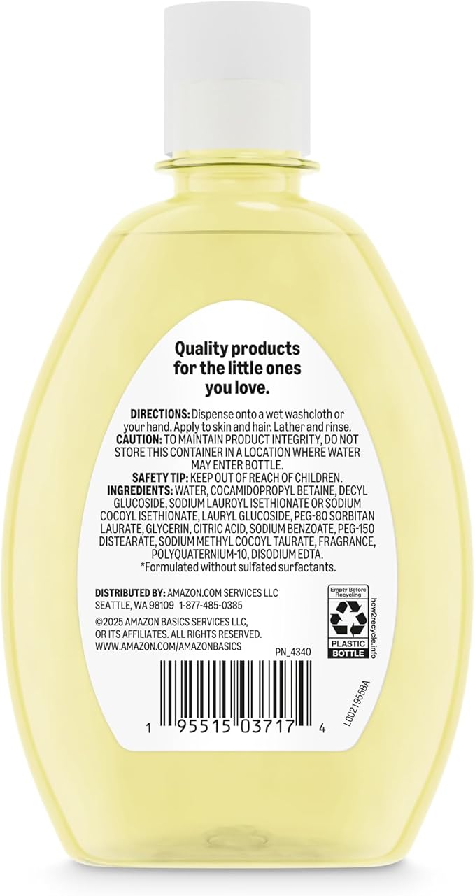 Amazon Basics Tear-Free Baby Hair and Body Wash, Lightly scented, 13.6 Fluid Ounce, 1-Pack, Packaging May Vary