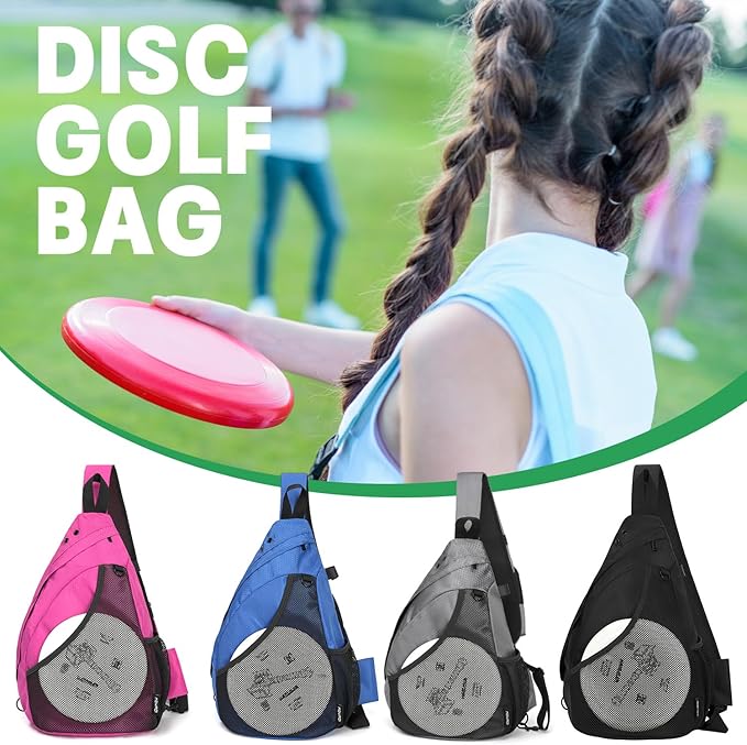MOYAQI Disc Golf Bag with Retriever Holder and Storage Pockets, Disc Golf Backpack with 8-10 Disc Capacity, Padded Adjustable Strap and Back Panel, Lightweight and Durable