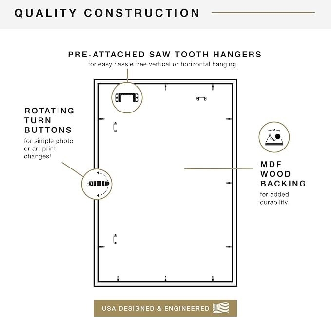 MCS Studio Gallery Movie Poster Frame 27x40 Natural Woodgrain Engineered Wood, Vertical & Horizontal Wall Hanging Large Picture Frame for Photos, Artwork & Custom Posters (1-Pack)