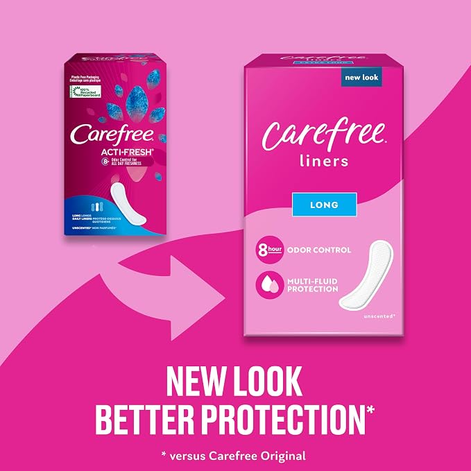 Carefree Panty Liners Extra Long 93ct & Long 92ct Unscented