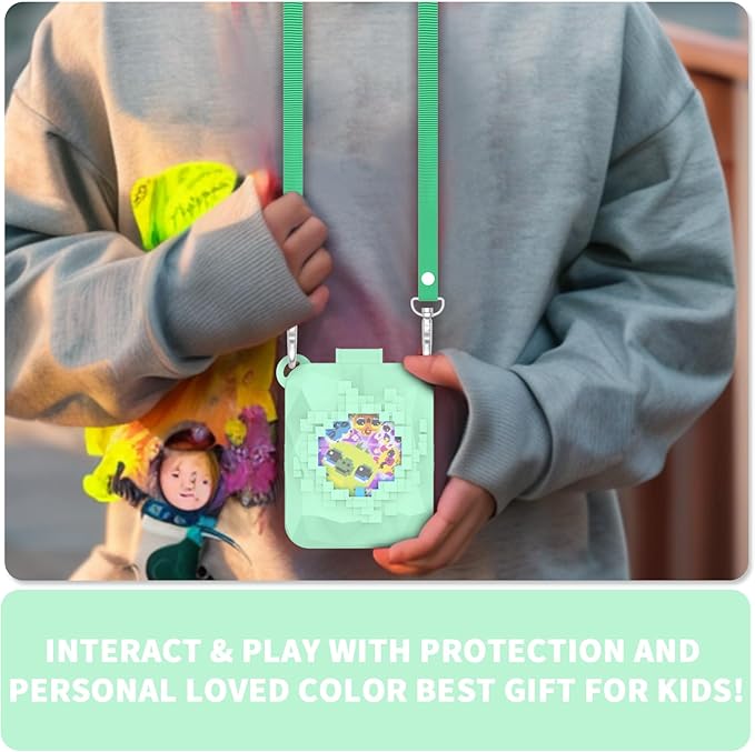 Soft Silicone Case for Bitzee Magicals Interactive Toy Digital Pet, Shockproof and Protective Carrying Case for Bitzee Magicals Virtual Electronic Pets with Lanyard (Mint Green)