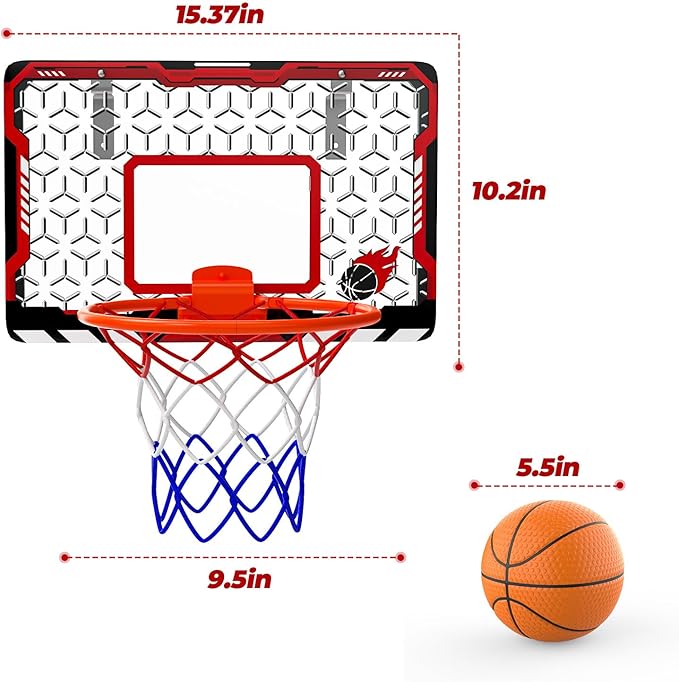 EagleStone Mini Indoor Basketball Hoop with Scoreboard,4 Balls & Pump,Over The Door Bedroom Office Basketball Hoop for 6 7 8 9 10 11 12+ Year Old Kids Boys
