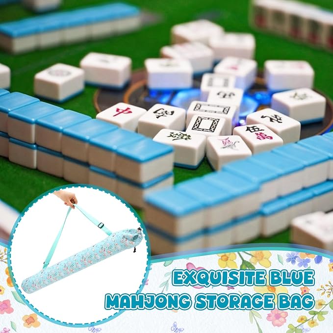 Shinylin 35 Inch Mahjong Mat Carrying Bag with Strap, Printed Drawstring Mahjong Holder Bag Outdoor Travel Canvas Storage for Board Games, Yoga Mats, Tripod