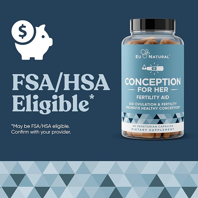 Eu Natural Conception for Her Fertility Supplements for Women - Ovulation, Hormonal Balance & Regular Cycle Support - Myo-Inositol, Folate, Folic Acid & Vitex - 120 Vegetarian Capsules