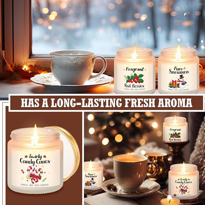 Demissle 15 Pack Christmas Scented Candles Gift Set Aromatherapy Candle for Home Scented Fresh Xmas Fragrance Winter Holiday Natural Soy Wax Aromatherapy Centerpiece Decoration for Mom Friend Wife Her