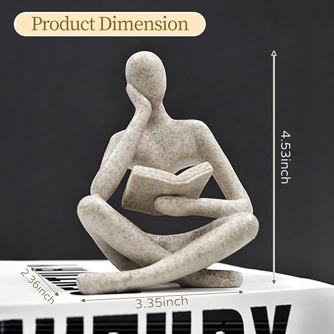 UTTCMK Abstract Art Thinker Statue - Reading Thinker Sculpture Figurine, Modern Home Decoration for Living Room Office Shelves Coffee Table Desk Decor (Black)