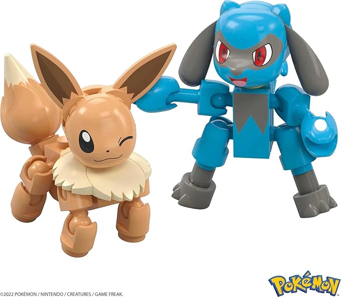 MEGA Pokémon Action Figure Building Toys Set, Pokémon Picnic With 193 Pieces, 2 Poseable Characters, Eevee and Riolu, Gift Idea For Kids