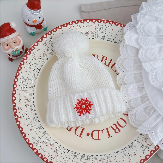 Christmas Hat Clothes for Dolls Accessories, Stylish Kawaii Festive Christmas Sweater Scarf Outfit Set 3 Pieces Suitable for 15cm 17cm Doll , Xmas Doll Clothing Set Replacement