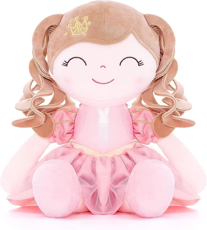 Gloveleya Dolls Baby Girl Gifts Soft Plush Doll Pink Crown Princess 14"