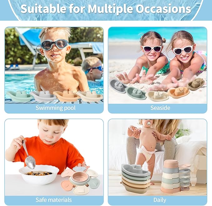 Bath Toys Floating Boats Train with Bathing Spoon,11 Pcs Water Table Toys Mold Free Baby Bath Toys for Toddlers 1-3 Infants 6-12-18 Months,Bathtub Toys Shower Toys for 1 2 3 4 Year Old