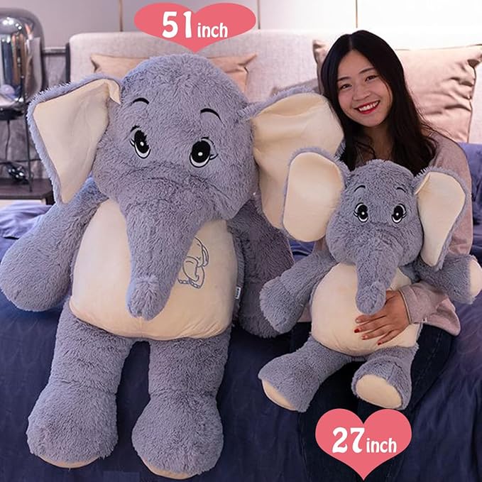 Large Soft Huggable Elephant Plush Toy, 27'' - Cute Fluffy Stuffed Elephant for Baby Girls & Boys, Gifts for Birthday, Mother's Day, Christmas