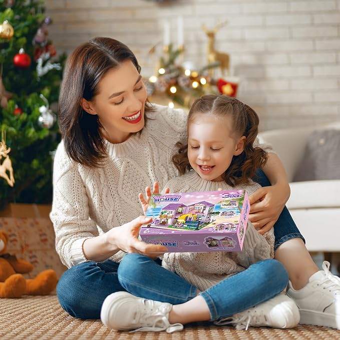 Purple Girls Summer Villa Friends Building Set Compatible with Lego 3 in 1 Friends Construction Educational Toy for Kids Age 8-12 and Up 1081 PCS