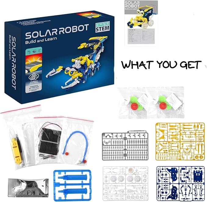 STEM Toys for Boys Age 8-12, Science Kit Solar Robot Christmas Birthday Easter Gifts for 8-14 Year Old Boys, Building Game Robots for Ages 9 10 11 12 13 14