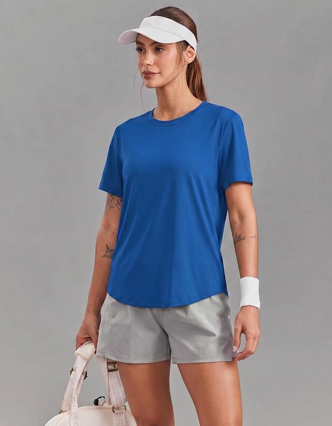 PINSPARK Soft Workout Tops for Women UPF 50+ Sun Protection Shirt Quick Dry Athletic Running Hiking Travel Basic Tee Shirts