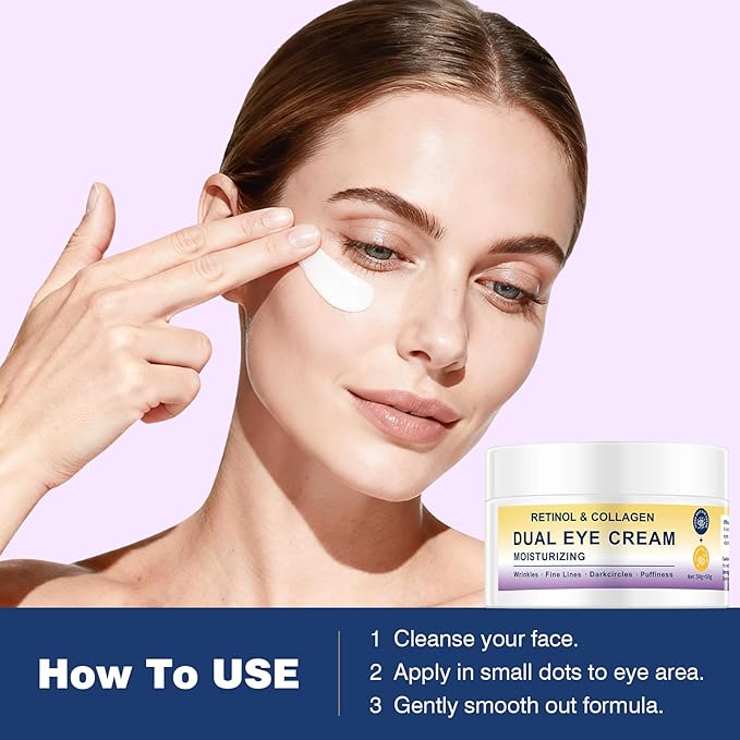 2in1 Dual Eye Cream with Retinol Caffeine + Yerba Mate for Puffy Eyes and Dark Circles, Hydrating Under Eye Cream for Anti-Wrinkle,Softens& Nourish Skin