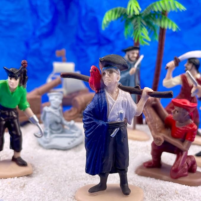 Safari Ltd. Pirates TOOB - 10 Figurines: Peg Leg Pirate, Lady Pirate, Skeleton, Cannon Balls, Cannon, Pirate Ship - Educational Toy Figures For Boys, Girls & Kids Ages 3+