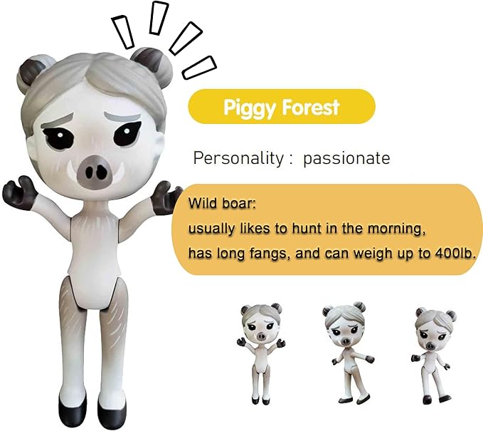 PLENTY MORE Forest Animal Theme Series Action Figure - 3.5 inches / 8cm Collectible Action Figure, Creative Forest Animal Toy, Educational & Fun Play for Ages 3+, Safe & Non-Toxic (Piggy Forest)