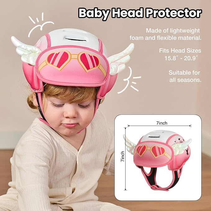 Baby Head Protector Baby Helmet for Crawling and Walking - No Bumps and Soft Safety Peak - Ultra Light and Adjustable Baby Head Protector Suitable for Babies 6-24 Months-Dreamy Angel