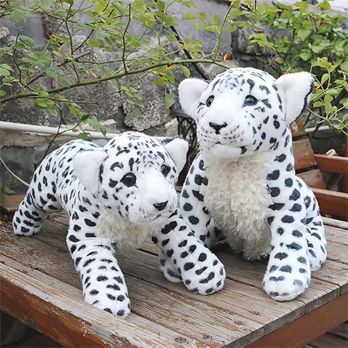 Snow Leopard Plush 23.6" Large Stuffed Snow Leopard Stuffed Animal White Leopard Plush Toys Realistic Jungle Stuffed Animal Stuffy Birthday Gift for Kids Boys