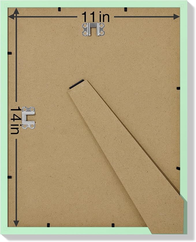 Vittanly 11x14 Picture Frames Set of 9 for Wall Mounting, Light Green | Display Pictures 8x10 with Mat or 11x14 without Mat, Engineered Wood with Shatter Resistant Plexiglass, Gallery Photo Frames