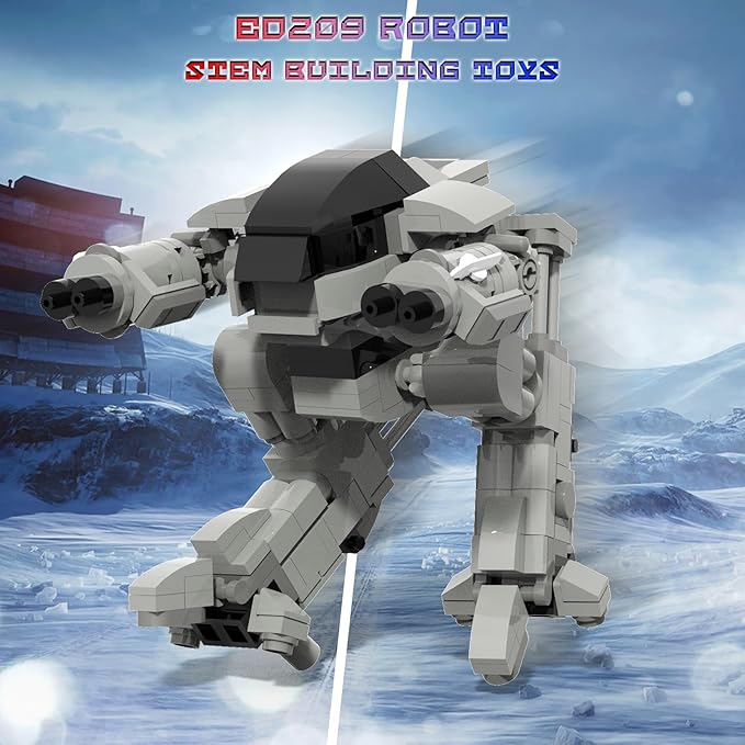 ED209 Robot Mecha Building Blocks, ED-209 Enforcement Robot Combat Mech Armor Building Toy, 269 Pieces Mobile Suit Cool Mechanical Action Figure Model,Birthday Gift for Kids Boys Girls Adults
