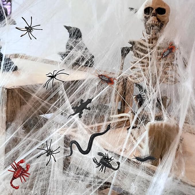 TIHOOD 225PCS Realistic Fake Bug Trick Joke Toys Cockroaches Spiders Centipedes Scorpions Worms Ants Flies Gecko for Halloween Party Fool's Day Decoration