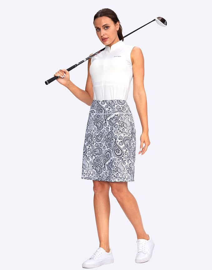 Women's 20" Knee Length Skorts Skirts UPF50+ Athletic Tennis Golf Skirt for Women Casual Summer Skirts