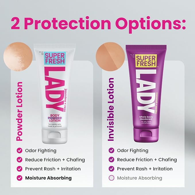 Body Powder Lotion and Deodorant for Women Aluminum Free Powder Cream for Privates Underboob Thighs and Skinfolds Jasmine Rose Scent Feminine Care 2 Pack 4 oz Tubes for Daily Freshness and Comfort