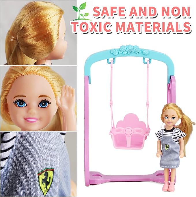 Dolls Set of 6 People with Pregnant Mom Dad 3 Kids and Baby Boy in Mommy's Tummy, Doll Playsets and Accessories for 3-12 Years Old Toddlers Gift