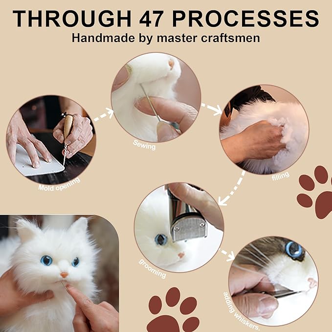 Chongker Stuffed Animals Handmade Realistic Cat Plush Toy Companion Pet for Elderly Adults Women Kids Cat Lover Surprise Gifts for Anniversary Birthday