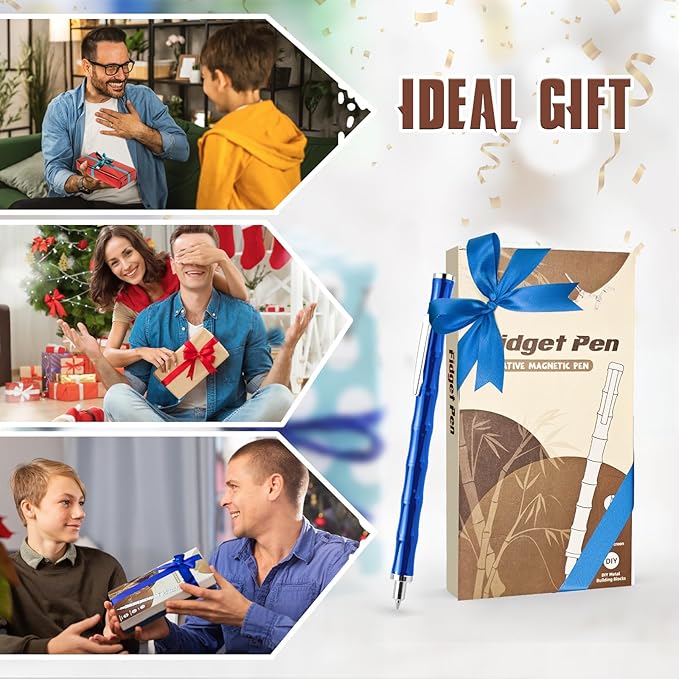 Magnetic Fidget Pen Toys for Teens, Unique Birthday Gifts for Young Men Fun Gifts for Teenage Boys Novelty Christmas Stocking Fillers Gadget for 8 10 11 12 13 14 15 Year Old Boy Engineer Gifts (Blue)