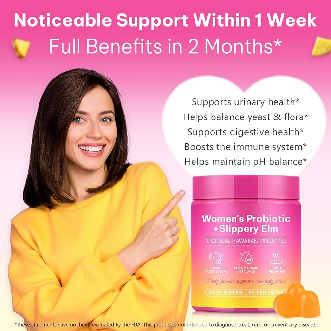 ITSDAWN Vaginal Probiotics for Women Gummies, Women's Probiotic Gummies for Feminine Wellness - Daily Balance & Support, PH Balance, Hawaiian Pineapple Flavor, 60 Count