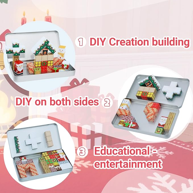 Magnetic Blocks Set, 45PCS Educational STEM Christmas Travel Building Toys for Kids 3+, Portable Magnetic Block with Metal Storage Box, Toddler Learning Toys for Boys Girls 4-8 Birthday Gift