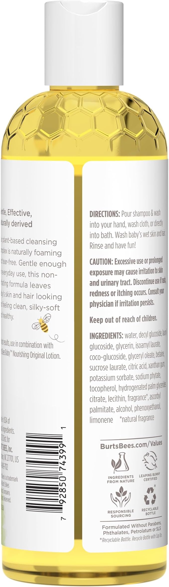 Burt's Bees Baby Shampoo & Wash, Tear Free Soap, Baby Care, Original,12 Ounce (Pack of 3)